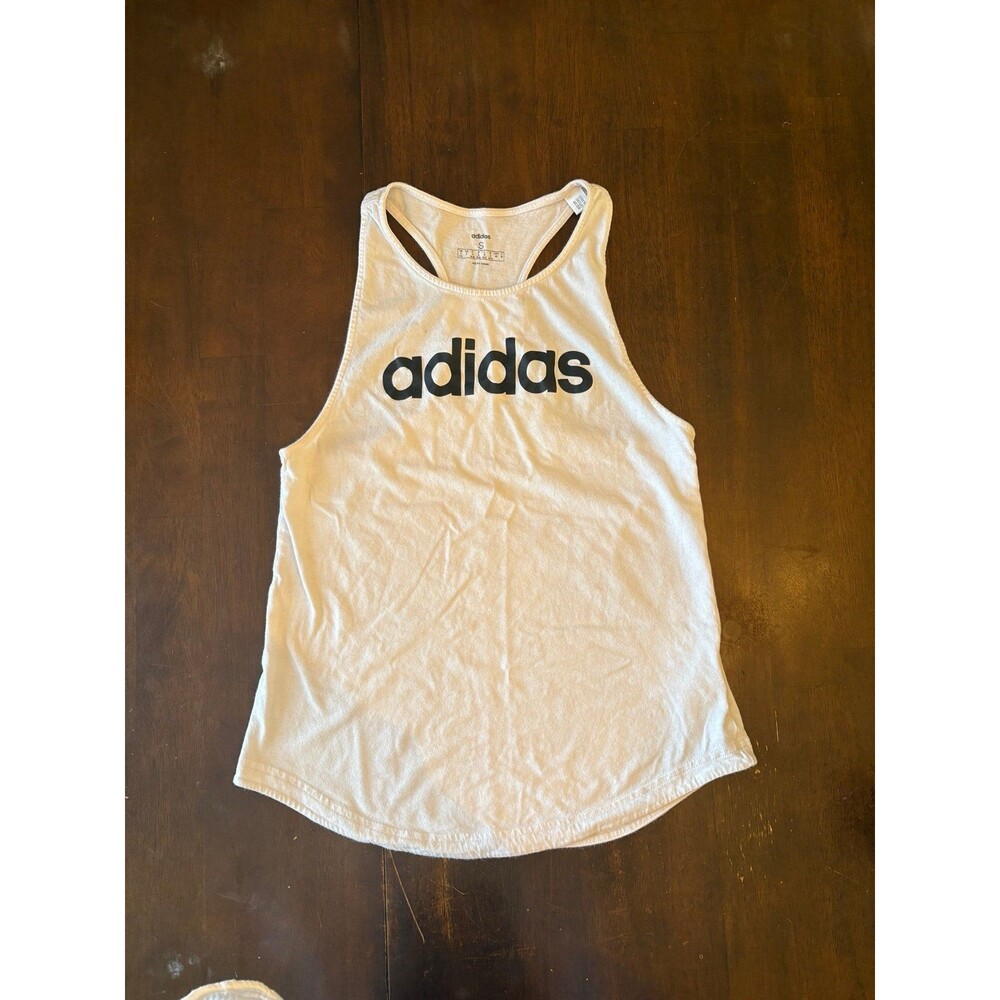 Womens Adidas athletic tank top razorback white black sports summer basic
